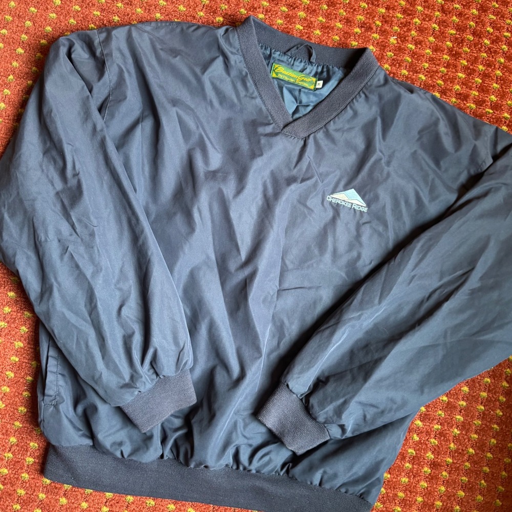 Bastion Golf Windbreaker Pullover Mens Medium‎ Navy Blue Excellent V-Neck Logo